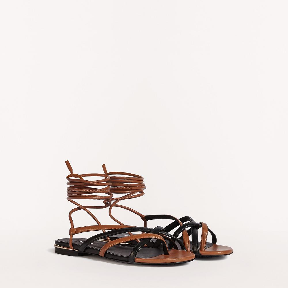 Furla Code Sandals Brown Black Women South Africa JA3910258